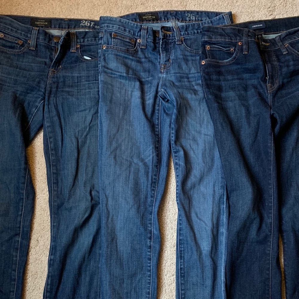 3 pairs of jcrew toothpick jeans size 26T BUNDLE